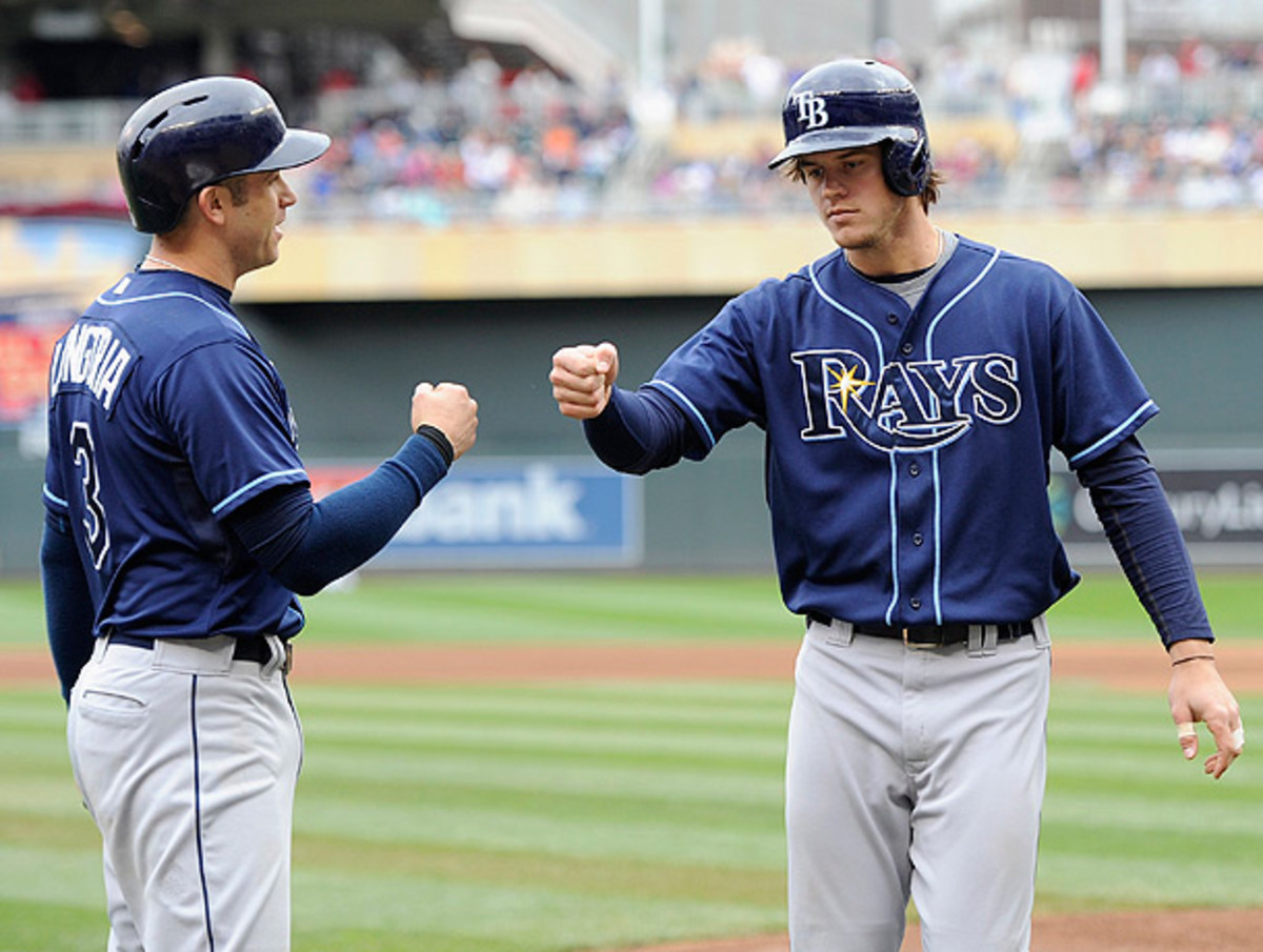 Wil Myers (right) and Evan Longoria are part of a Rays team that's trying to avoid an embarrassing collapse. (Hannah Foslien/Getty Images)